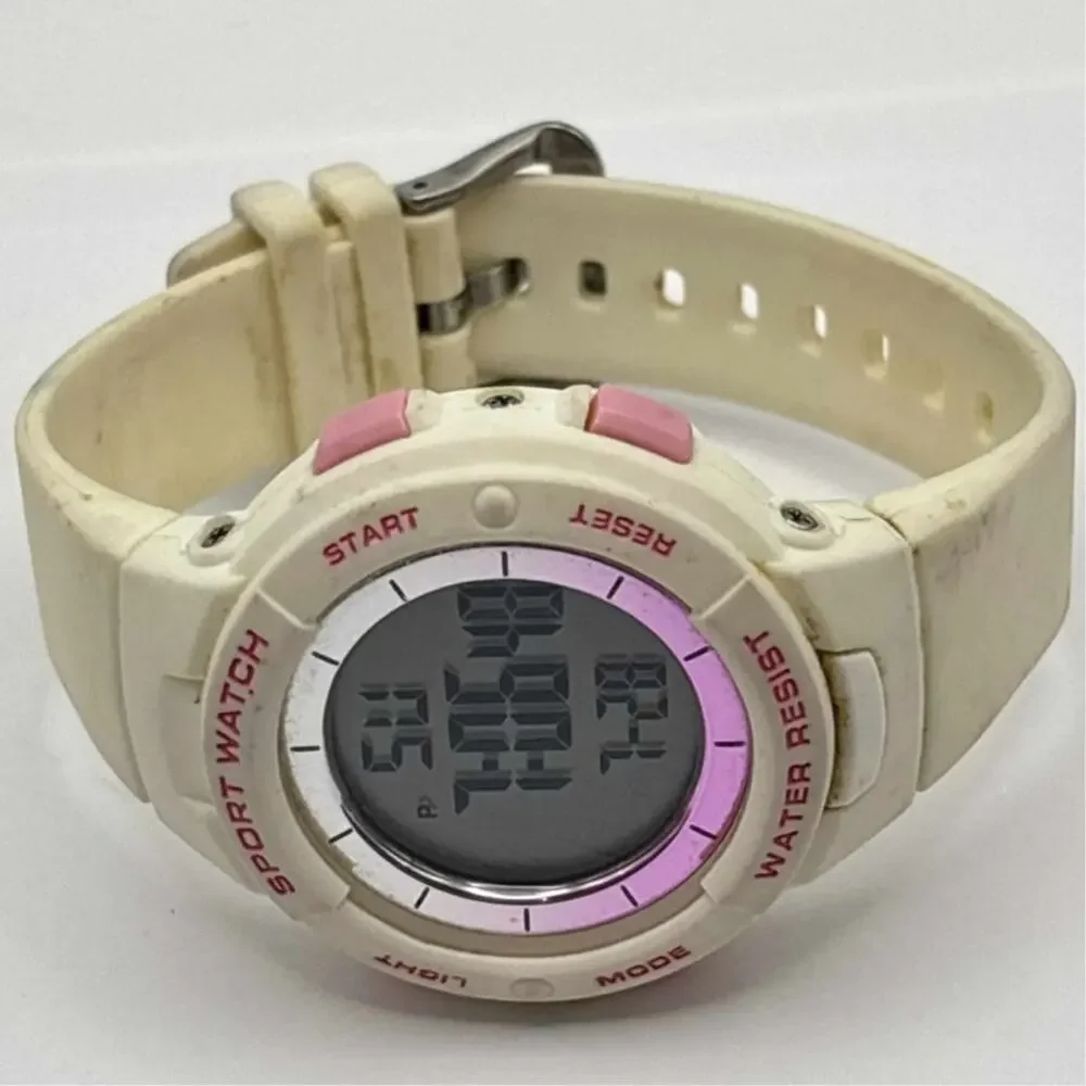 Retro Cream & Pink Digital Watch